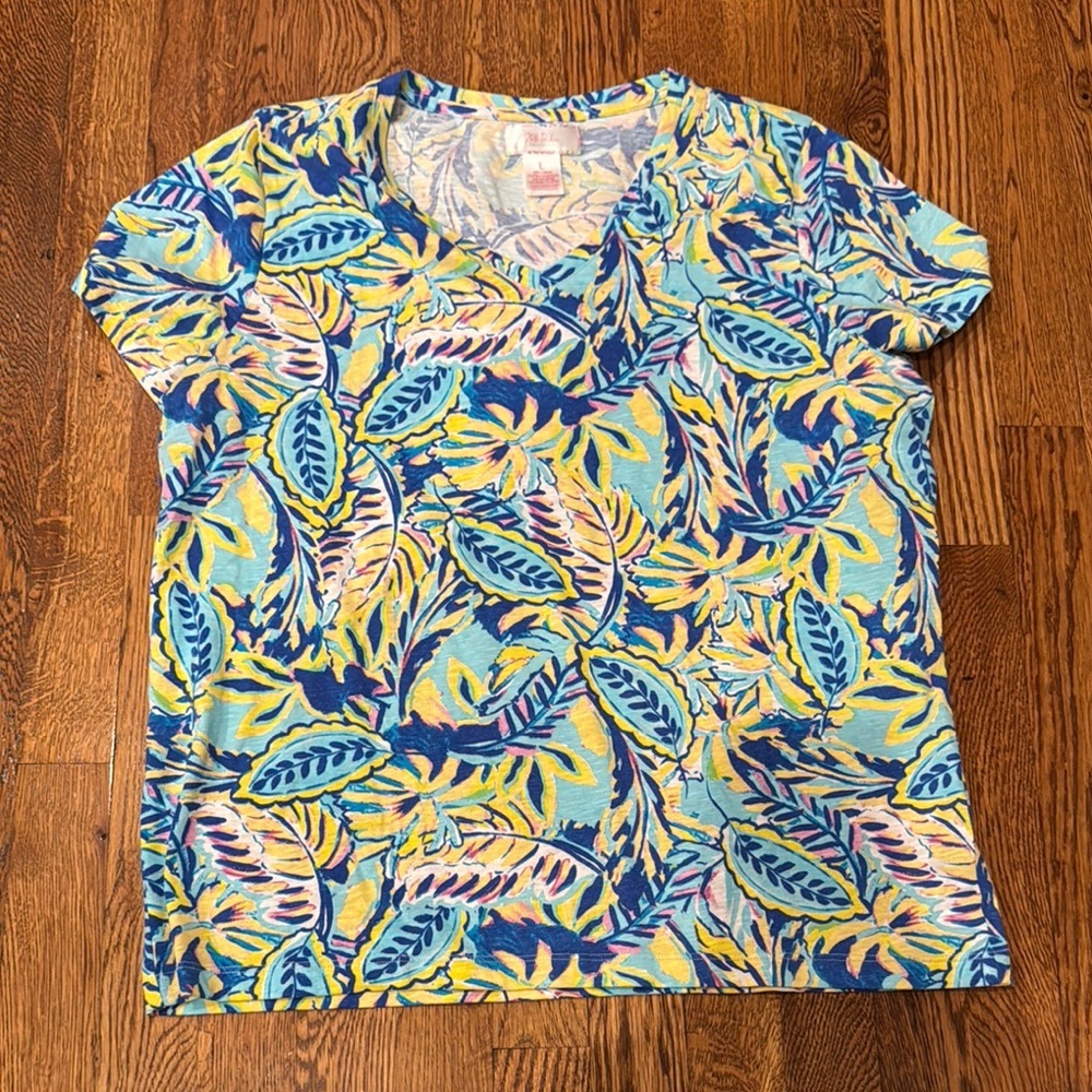 Stella Parker Collection Women’s Tropical Print Top Size Large
